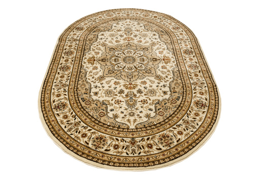 Owalny Dywan Super Rose 3792A cream/cream O Ornament Kwiaty Krem Beż