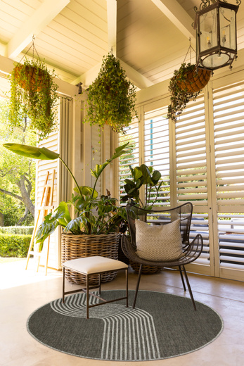 Okrągły Dwustronny Dywan Sznurkowy Brussels 205631/11020 Night Silver Szary Grafit Fala Outdoor