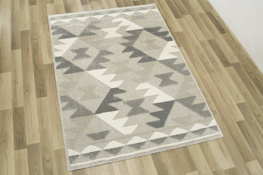 Dywan Coco 59603/655 Shaggy Dwupoziomowy Trójkąty Szary Beż Krem
