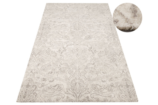 Wełniany Dywan Agnella Agnus Berien Bialy Ornament Beż Krem Szary