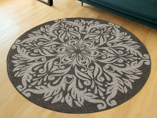 Okrągły Dwustronny Dywan Sznurkowy Brussels 205168/11010 Night Silver Ornament Outdoor