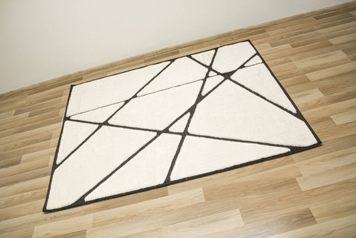 Dywan Shaggy Lula Soft IM85A Black/Bone Trójkąty Krem Czarny