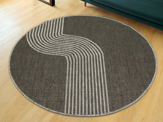 Okrągły Dwustronny Dywan Sznurkowy Brussels 205631/11020 Night Silver Szary Grafit Fala Outdoor