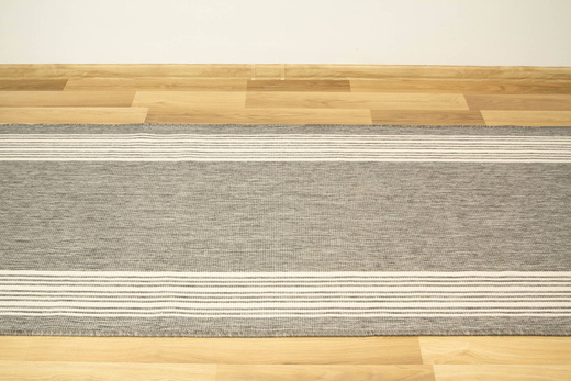 Dwustronny Sznurkowy Chodnik Brussels 205072 Szary Krem Paski szerokość 120 cm