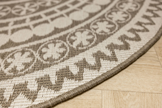 Okrągły Dwustronny Dywan Sznurkowy Brussels 205626/10610 linen Beż Krem Rozeta Outdoor