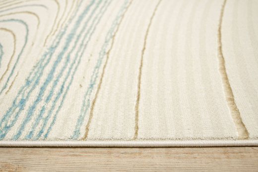 Lśniący Dywan Allora Plus G379A cream/blue Beż Krem Turkus Linie