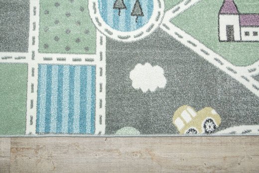 Wykładzina Dziecięca Lima C262A l.grey/green Uliczki Pastelowy Turkus Miętowy szerokość 4 m