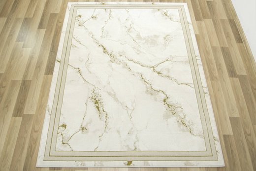 Lśniący Dywan Allora Plus B839A cream/gold Marmur Beż Krem Złoto