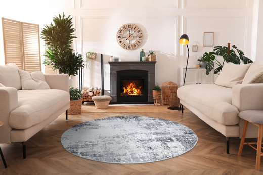 Okrągły Dywan Nantes NT041G Grey/Grey Szary Beton