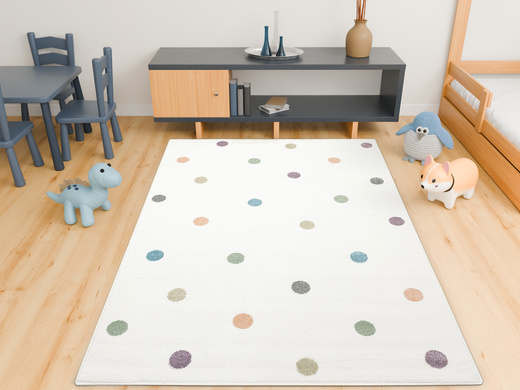 Dywan Dziecięcy Lima C275A cream/lila Krem Kropki