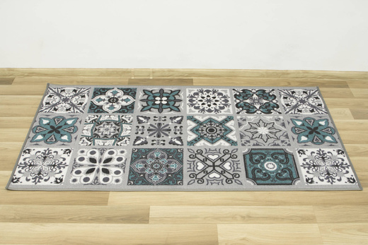 Antypoślizgowy Dywan Patchwork Turkus