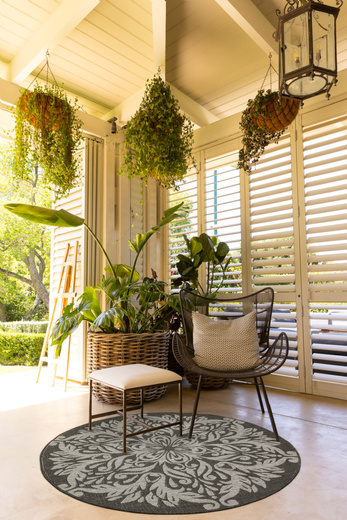 Okrągły Dwustronny Dywan Sznurkowy Brussels 205168/11010 Night Silver Ornament Outdoor