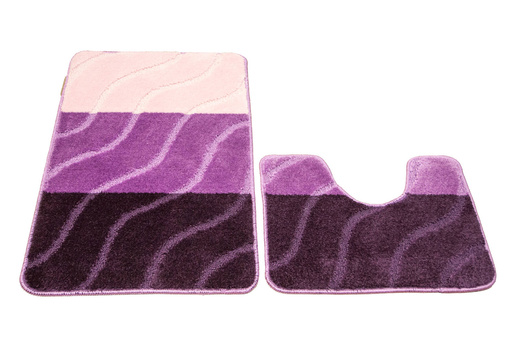 Komplet 2-częściowy Łazienkowy Fiori Fiolet Róż Pasy Fale