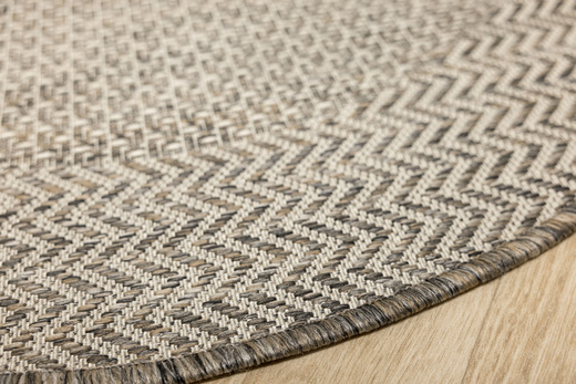 Okrągły Dywan Sznurkowy Jeans 19242/P91 Koło Beż Grafit Jodełka