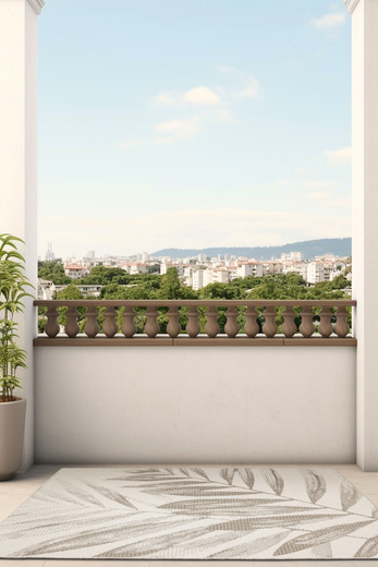 Dywan Dwustronny Sznurkowy Brussels 205768/10620 linen Jasny Beż Krem Liście Outdoor