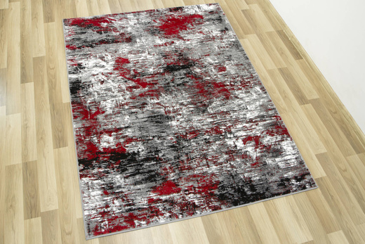 Dywan Victoria 9187A d.grey/red Tynk Beton Czerwień Szary Przecierany