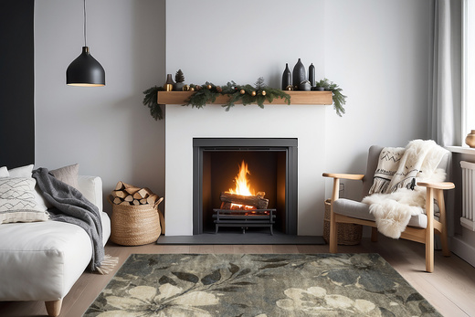 Dywan Kandy N040A l.beige/m.beig Szary Beżowy Kwiaty Grafit Fryz