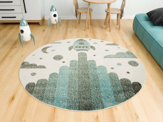 Okrągły Dywan Lima G756A cream/blue Rakieta Turkus Krem