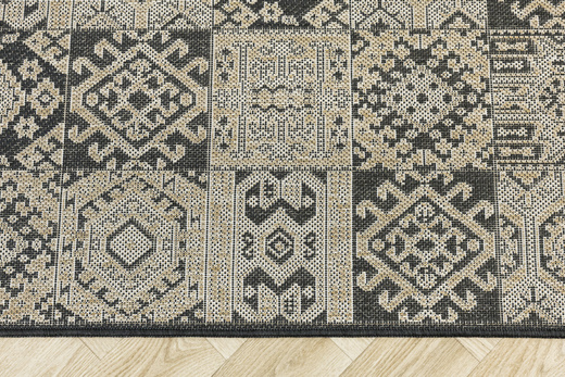 Antypoślizgowy Dywan FLEX 19636/P10 Grafit Beż Patchwork