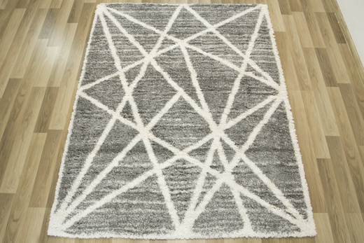 Puszysty Dywan Pulpy Shaggy A522A d.grey/cream Szary Kremowy Trójkąty