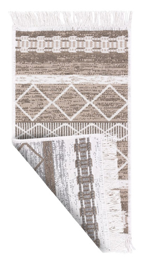 Dwustronny Dywanik Chodniczek Orient 40x70 4 Romby Brąz Frędzelki