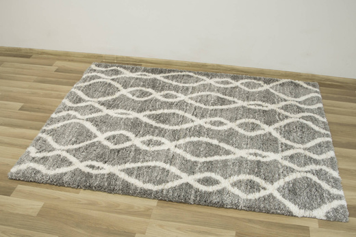 Puszysty Dywan Pulpy Shaggy A574A d.grey/cream Szary Kremowy Zygzaki Etno