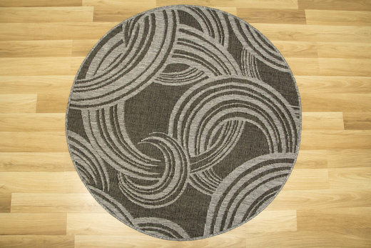Okrągły Dwustronny Dywan Sznurkowy Brussels 205449/11020 Night Silver Szary Grafit Kółka Outdoor