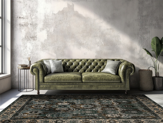 Wełniany Dywan Dywilan Superior Oman Dark Blue Ornament