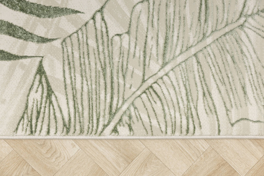 Lśniący Dywan Allora Plus F784A cream/green Beż Krem Zieleń Liście