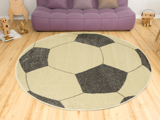 Okrągły Dywan Lima G758A yellow/d.grey Piłka Football Grafit Żółty