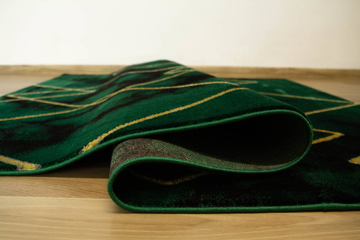 Dywan Diamond K4421Y green Ciemna Butelkowa Zieleń Złoty Romby