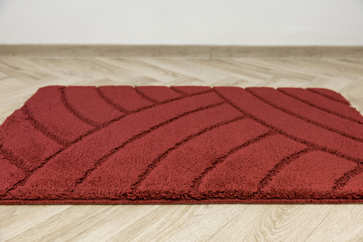 Dywanik Łazienkowy Antypoślizgowy Sash Carmine Karminowy Czerwony Pasy