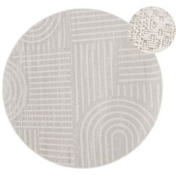 Okrągły Dywan Sznurkowy Haga 03606E cream/l.grey Krem Szary Geometria Outdoor