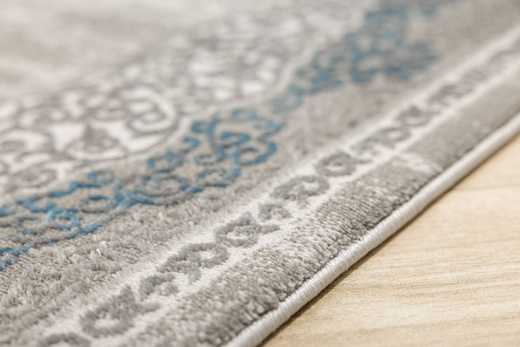 Lśniący Dywan Allora Plus B827B l.grey/grey Srebrzysty Szary Niebieski Ornament