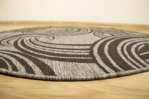 Okrągły Dwustronny Dywan Sznurkowy Brussels 205449/11020 Night Silver Szary Grafit Kółka Outdoor