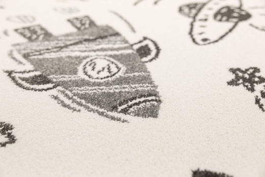 Dywan Dziecięcy Lima G931A cream/d.grey Pastelowy Krem Turkus Roboty Rakiety Kosmos