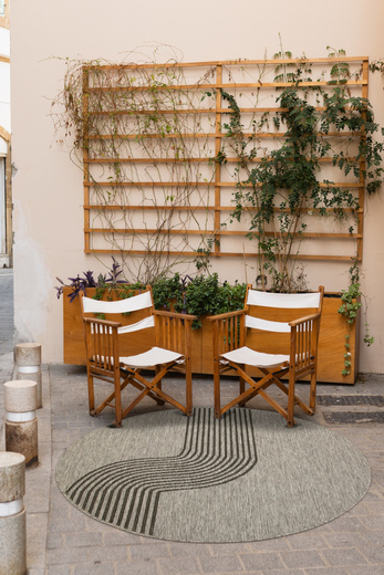 Okrągły Dwustronny Dywan Sznurkowy Brussels 205631/11020 Night Silver Szary Grafit Fala Outdoor