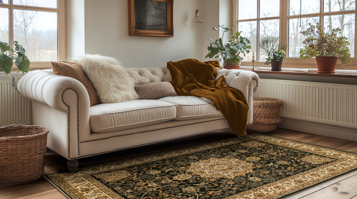 Dywan Super Rose D373A d.green/cream Ornament Medalion Zieleń