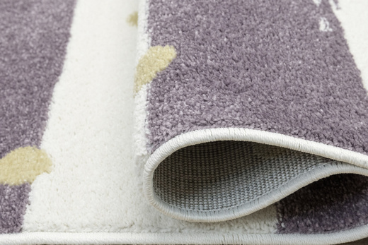 Dywan Półokrągły Dziecięcy Lima M044A cream/lila Fiolet Krem Zloty Paski