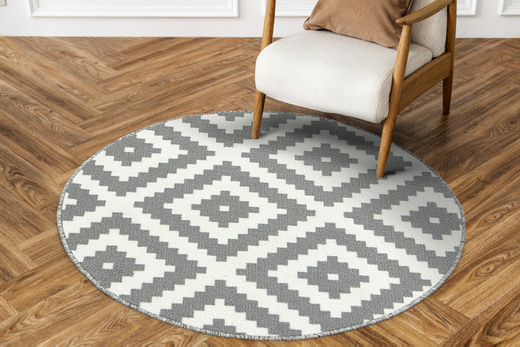 Szary Okrągły Dywan Romby