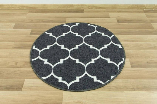 Dywan okrągły Clover 29 ciemny szary kremowy koniczyna marokańska