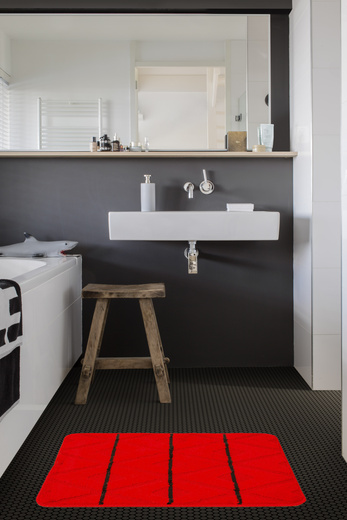 Dywanik Łazienkowy Palma Red Czerwony Czarny Romby