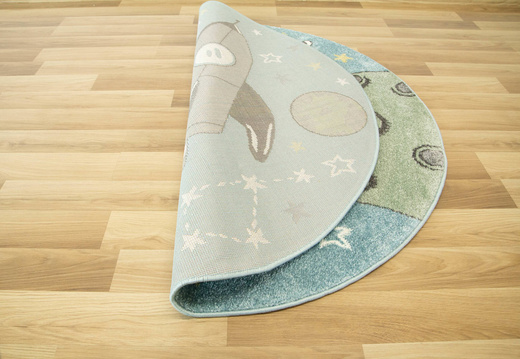 Okrągły Dywan Lima E183A blue/green Rakiety Planety