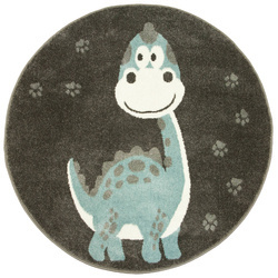 Okrągły Dywan Lima C881A d.grey/blue Dinozaur Turkus Krem Grafit