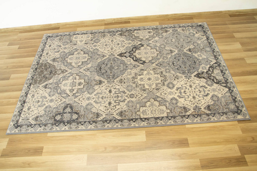 Wełniany Dywilan Moon Torino Silver Romby Ornament Szary Niebieski