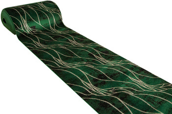 Chodnik Diamond k8707Y Linie Liście Butelkowa Zieleń Złoty szerokość 100 cm