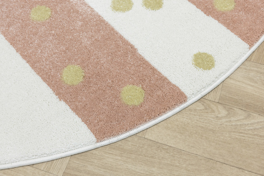 Dywan Półokrągły Dziecięcy Lima M044A cream/rose Róż Krem Zloty Paski