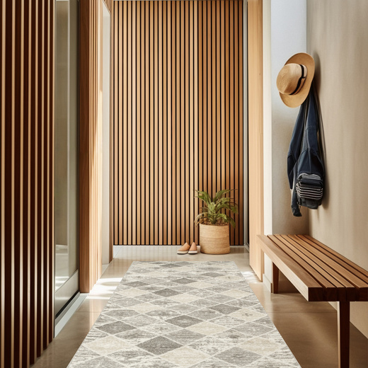 Chodnik Loris G179B Cream/Beige Szary Beż Romby szerokość 70 cm