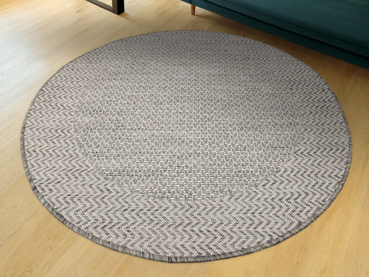 Okrągły Dywan Sznurkowy Jeans 19242/P91 Koło Beż Grafit Jodełka
