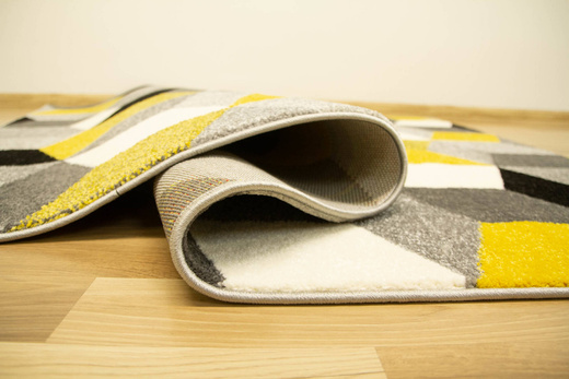 Dywan Sumatra szary żółty E219 grey/yellow Szary Żółty Krem Romby Cubes